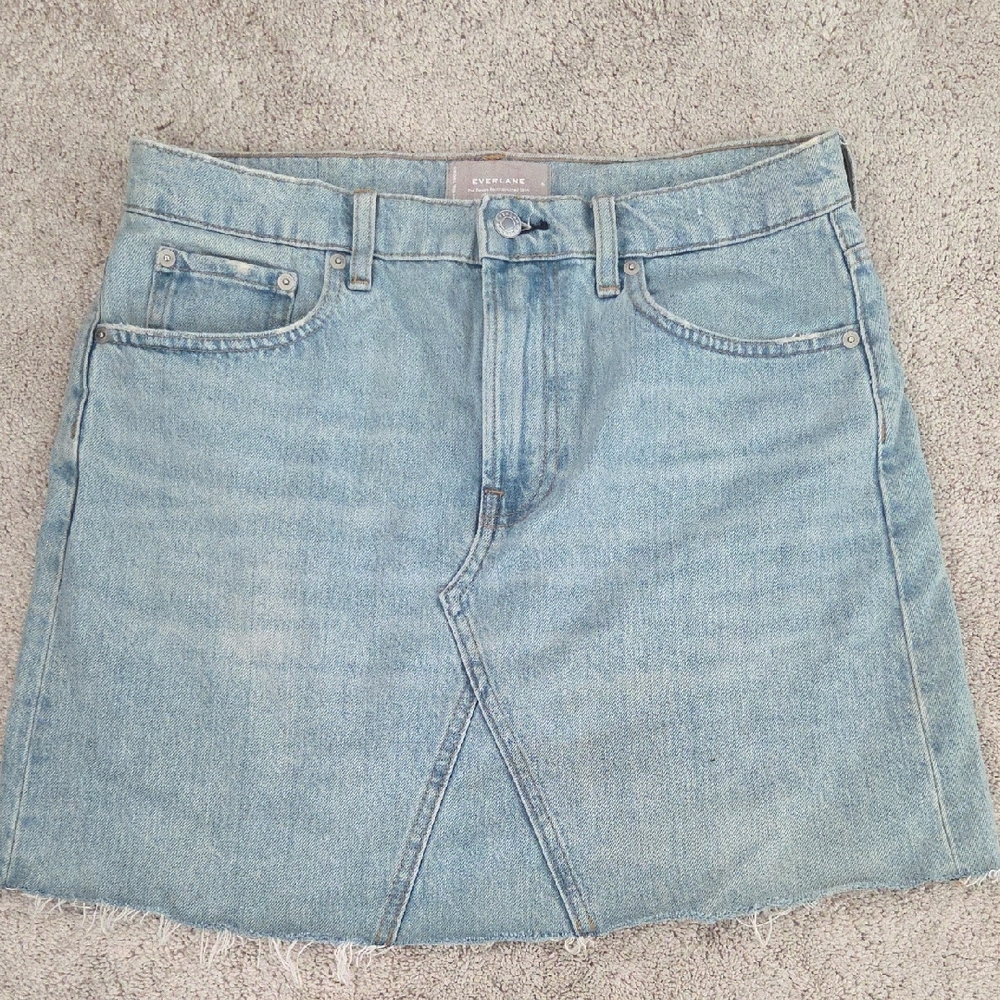 Everlane Light Blue Denim Cutoff Skirt